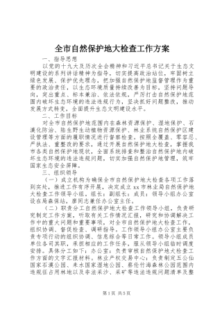 全市自然保护地大检查工作实施方案
