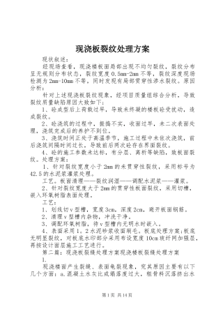 现浇板裂纹处理实施方案