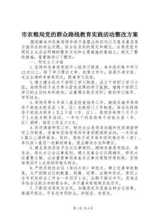 市农粮局党的群众路线教育实践活动整改实施方案