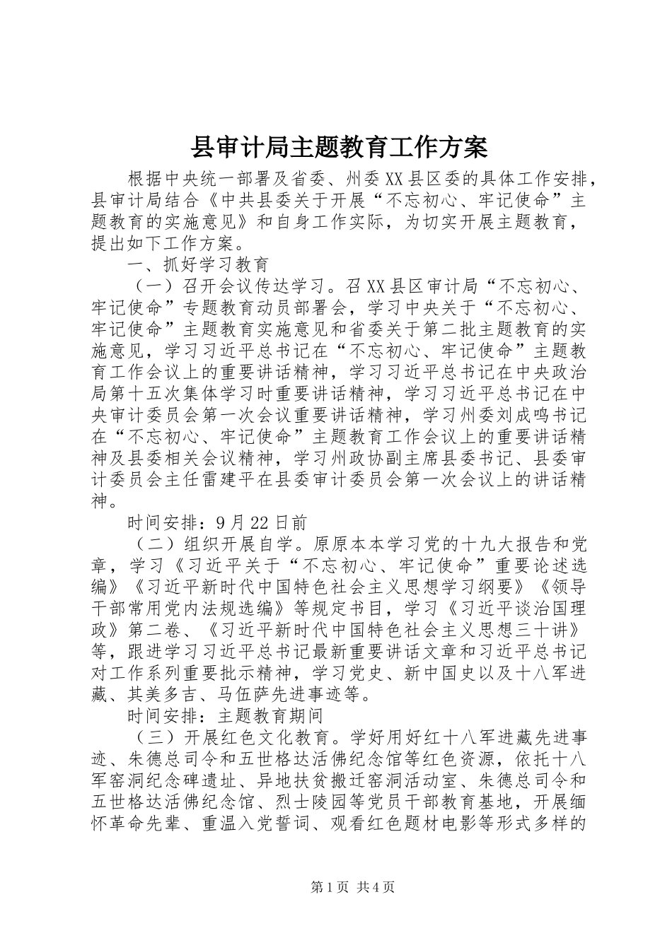 县审计局主题教育工作实施方案_第1页