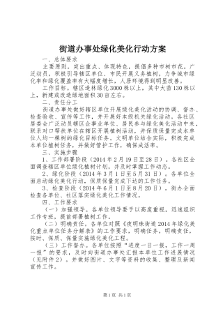 街道办事处绿化美化行动实施方案