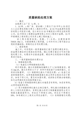 质量缺陷处理实施方案