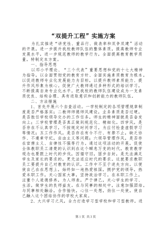 “双提升工程”方案