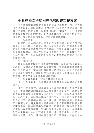 全县建档立卡贫困户危房改建工作实施方案