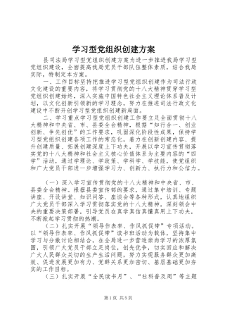 学习型党组织创建实施方案