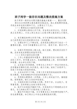 班子两学一做存在问题及整改措施实施方案
