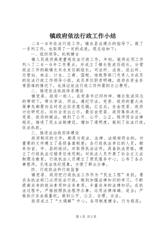 镇政府依法行政工作小结