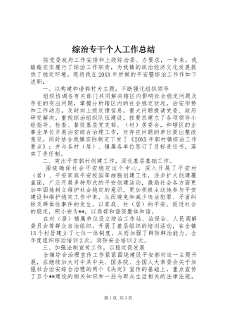 综治专干个人工作总结