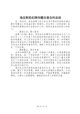 违反财经纪律问题自查自纠总结