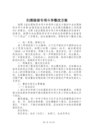 扫黑除恶专项斗争整改方案