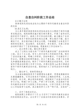 自查自纠阶段工作总结