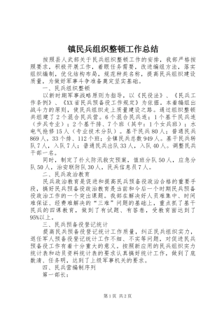 镇民兵组织整顿工作总结