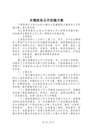 乡镇政务公开方案