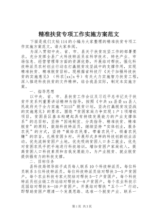 精准扶贫专项工作方案范文