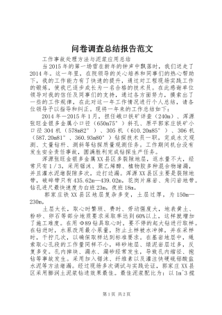 问卷调查总结报告范文