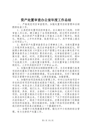 资产处置审查办公室年度工作总结