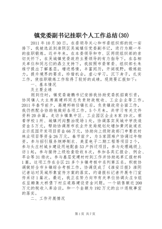 镇党委副书记挂职个人工作总结(30)
