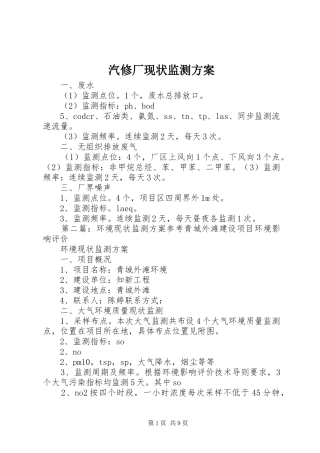 汽修厂现状监测方案