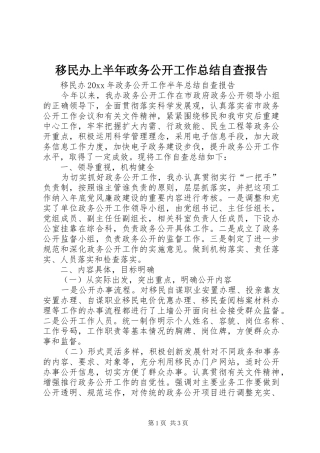 移民办上半年政务公开工作总结自查报告