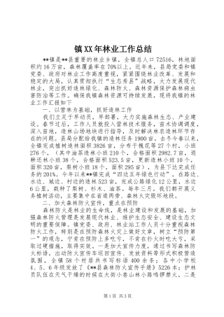 镇XX年林业工作总结