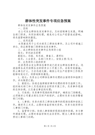 群体性突发事件专项应急预案