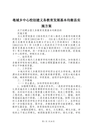 亳城乡中心校创建义务教育发展基本均衡县方案
