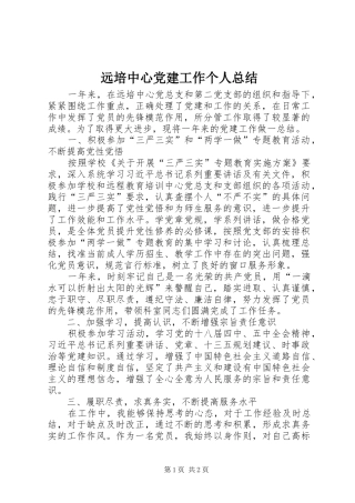远培中心党建工作个人总结