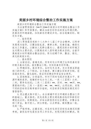 美丽乡村环境综合整治工作方案