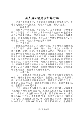 县人居环境建设指导实施方案