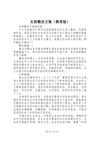 支部整改实施方案（教育版）