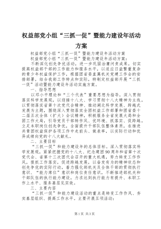 权益部党小组“三抓一促”暨能力建设年活动方案
