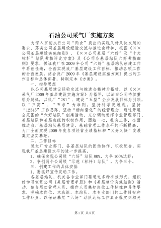 石油公司采气厂方案