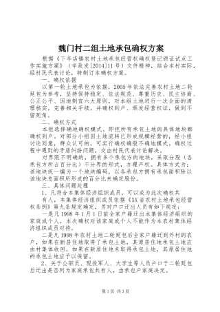 魏门村二组土地承包确权实施方案