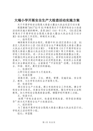 大端小学开展安全生产大检查活动方案