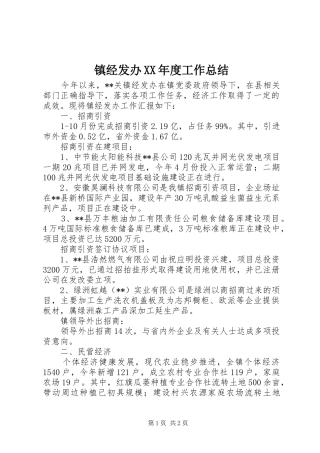 镇经发办XX年度工作总结