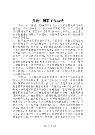 资教生履职工作总结