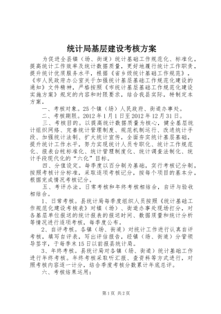 统计局基层建设考核实施方案