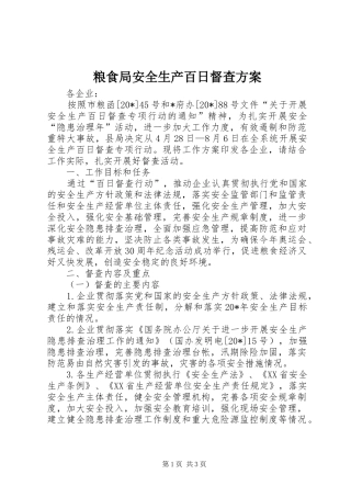 粮食局安全生产百日督查方案