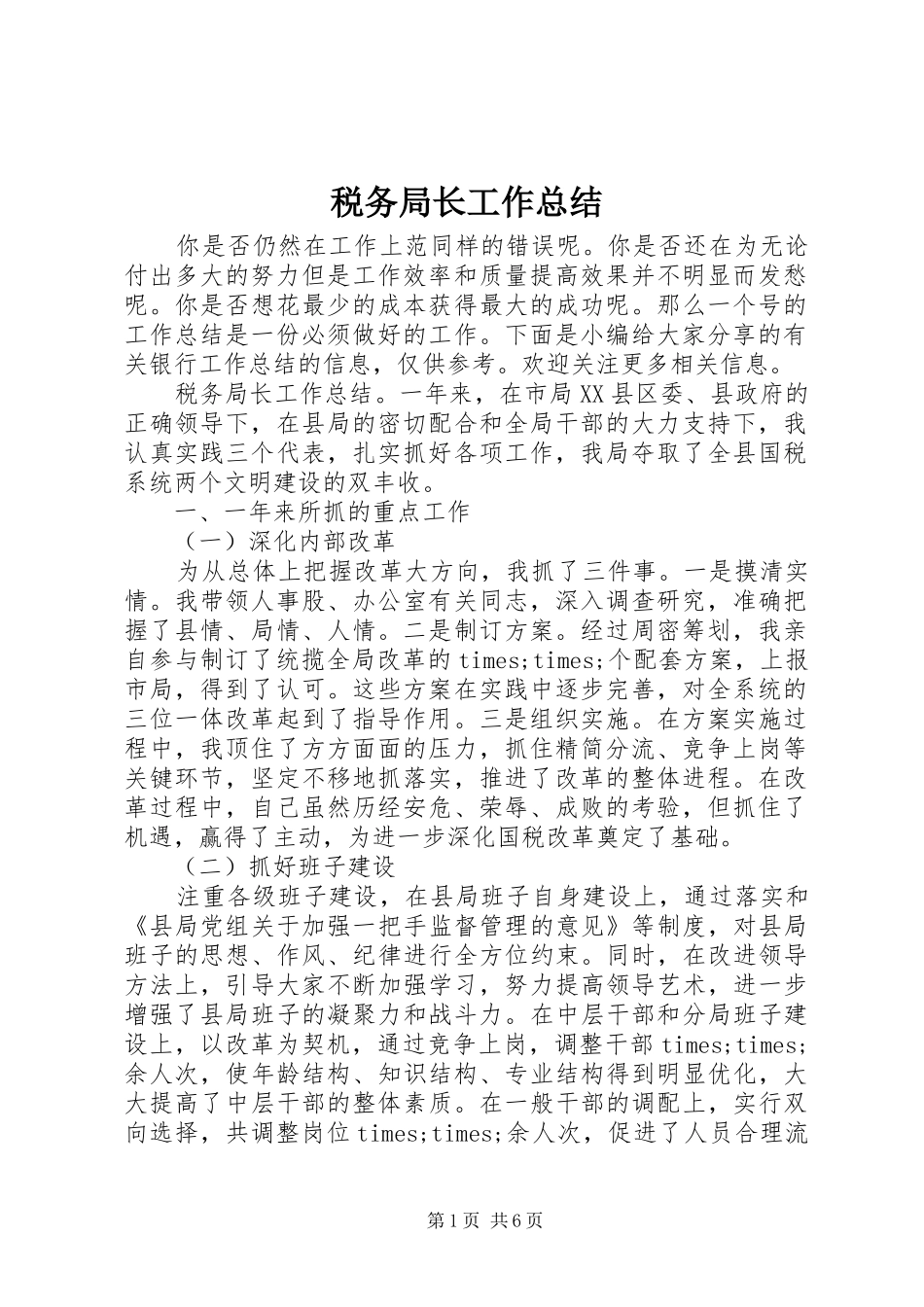 税务局长工作总结_第1页