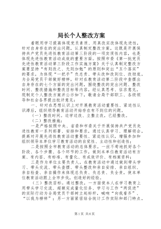 局长个人整改实施方案