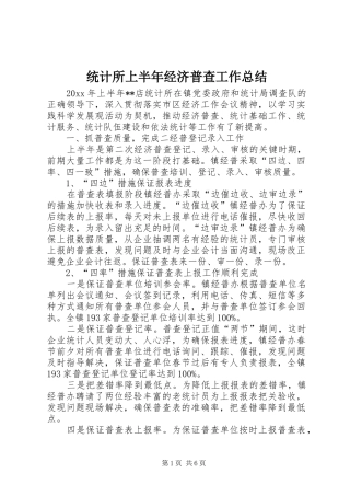 统计所上半年经济普查工作总结