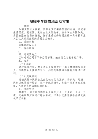 城临中学国旗班活动实施方案