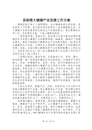 县助推大健康产业发展工作实施方案