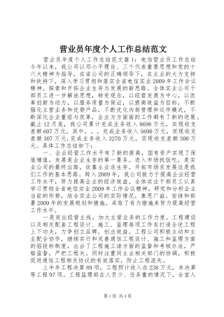 营业员年度个人工作总结范文
