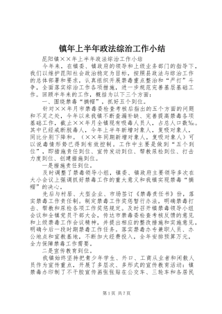 镇年上半年政法综治工作小结