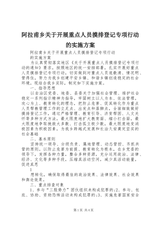 阿拉甫乡关于开展重点人员摸排登记专项行动的方案
