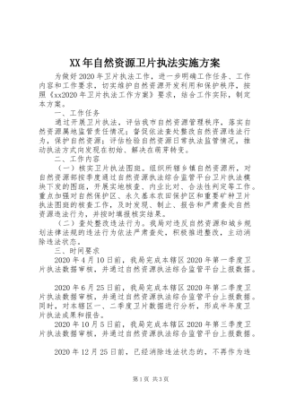 XX年自然资源卫片执法方案