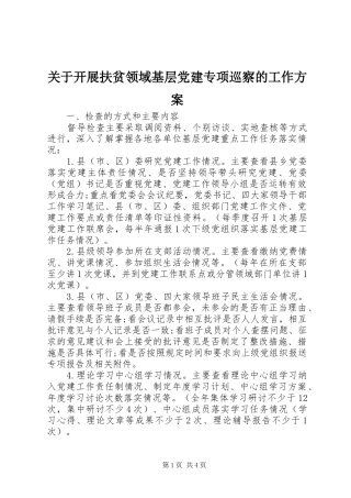 关于开展扶贫领域基层党建专项巡察的工作实施方案