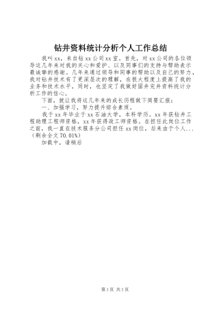 钻井资料统计分析个人工作总结