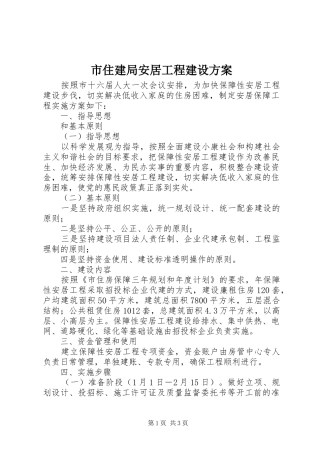 市住建局安居工程建设实施方案